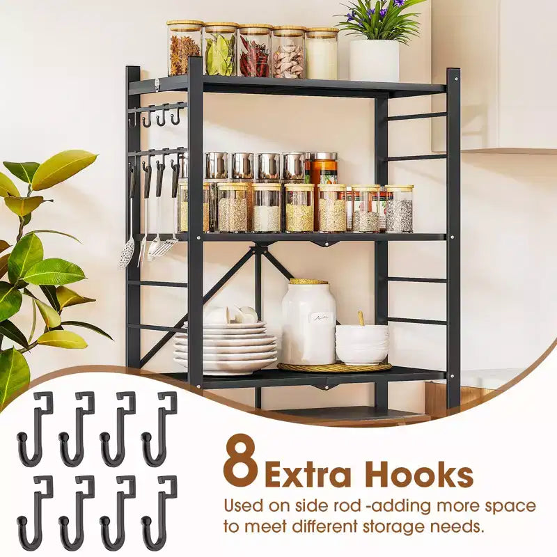 SUGIFT 5-Tier Foldable Metal Storage Shelf with Wheels, No Assembly Shelving Unit