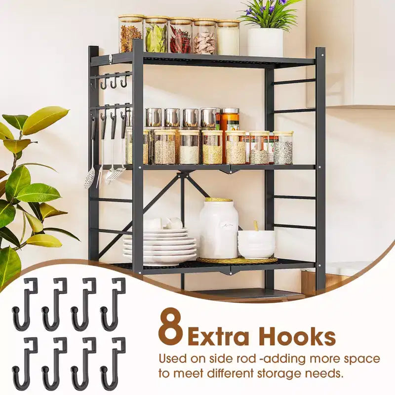 SUGIFT 5-Tier Foldable Metal Storage Shelf with Wheels, No Assembly Shelving Unit