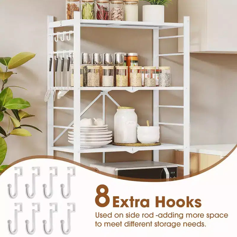 SUGIFT 5-Tier Foldable Metal Storage Shelf with Wheels, No Assembly Shelving Unit