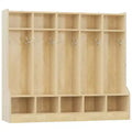 Coat Locker, Smooth Wood Surface 10 Cubbies, 4 Hidden Casters, 10 Hooks, for Home, School