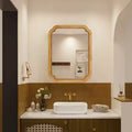 Whisen Wall Mounted Bathroom Vanity Mirror with Storage Shelves, Solid Wood Frame Decorative Mirror for Bathroom - Brown