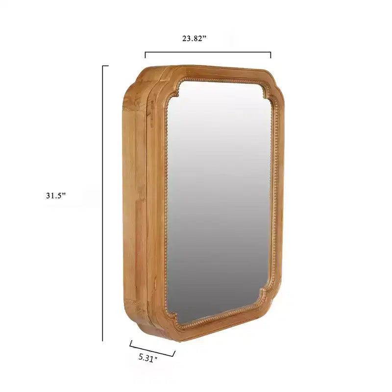 Whisen Wall Mounted Bathroom Vanity Mirror with Storage Shelves, Solid Wood Frame Decorative Mirror for Bathroom - Brown