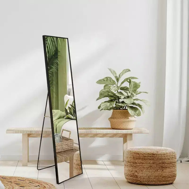 Americanflat 13x58 Full Length Mirror with Stand - Black - Premium Home Decor Style - Shatter-Resistant Glass - Elegant Modern Design - Modern