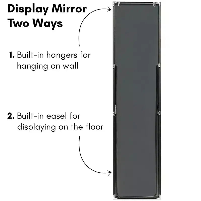 Americanflat 13x58 Full Length Mirror with Stand - Black - Premium Home Decor Style - Shatter-Resistant Glass - Elegant Modern Design - Modern