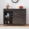 Farmhouse Bar Cabinet with Sliding Barn Door, 47 Rustic Wine & Coffee Station, 16-Bottle Rack, Adjustable Shelves for Dining Room, Kitchen