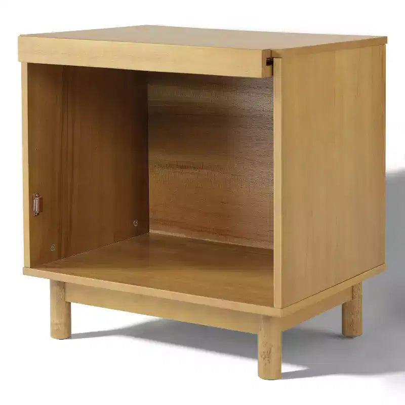 Christopher Knight Home Sawyer Modern Boho Wood Nightstand with Lift-Up Rattan Door