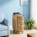GDFStudio Sacha Solid Wood Rattan 3-Drawer Side Table