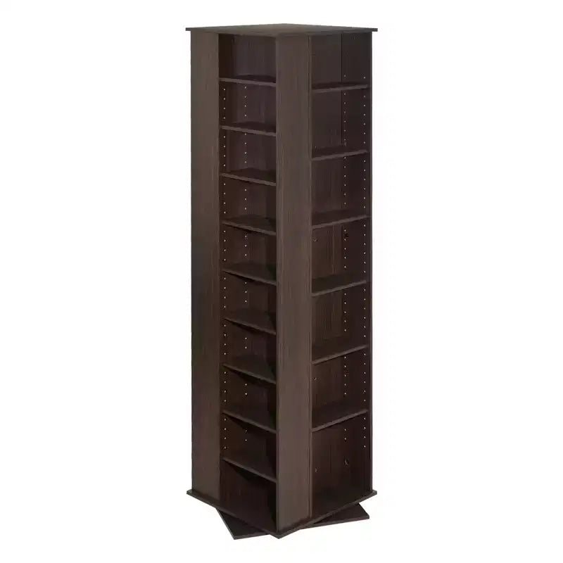 VEVOR Media Storage Cabinet, CD Rack Tower, 34 Compartments Rotating Media Tower Rack for CDs, DVDs, Books and Game Discs, DVD Stand, Brown