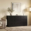 COZONY 59 Wide 9-Drawer Dresser, Farmhouse Wooden Storage Chest with Mid-Century Modern Design, Anti-Tip Safety, for Bedroom, Living Room
