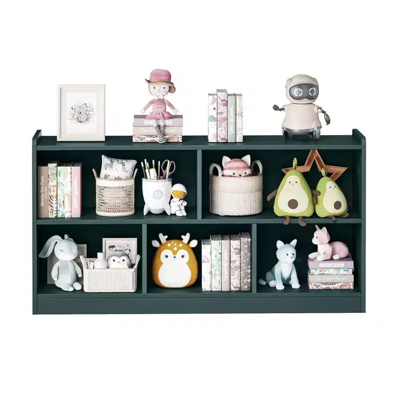 Wooden Kids Storage Cabinet with 5 Sections, Montessori Bookshelf and Toy Organizer for Nursery, Playroom, Classroom & Bedroom