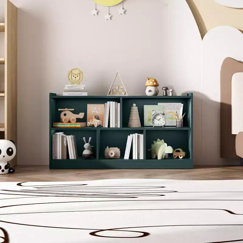 Wooden Kids Storage Cabinet with 5 Sections, Montessori Bookshelf and Toy Organizer for Nursery, Playroom, Classroom & Bedroom