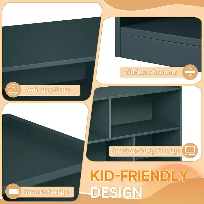Wooden Kids Storage Cabinet with 5 Sections, Montessori Bookshelf and Toy Organizer for Nursery, Playroom, Classroom & Bedroom