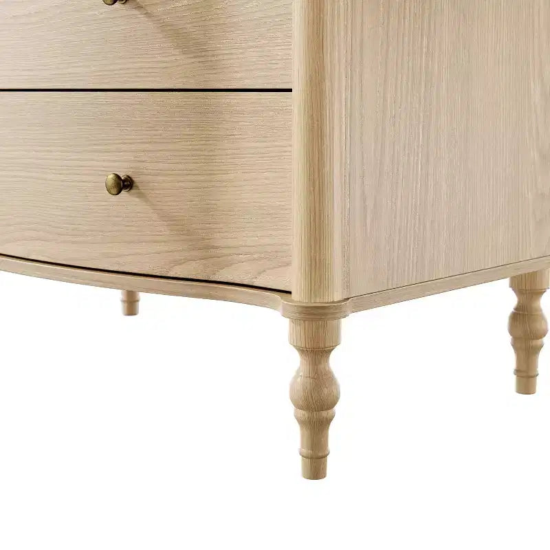 Homsee 47.2 Tall Wood Dresser with 5 Drawers Modern Curved Front Chest of Drawers for Bedroom with Vintage Turned Legs