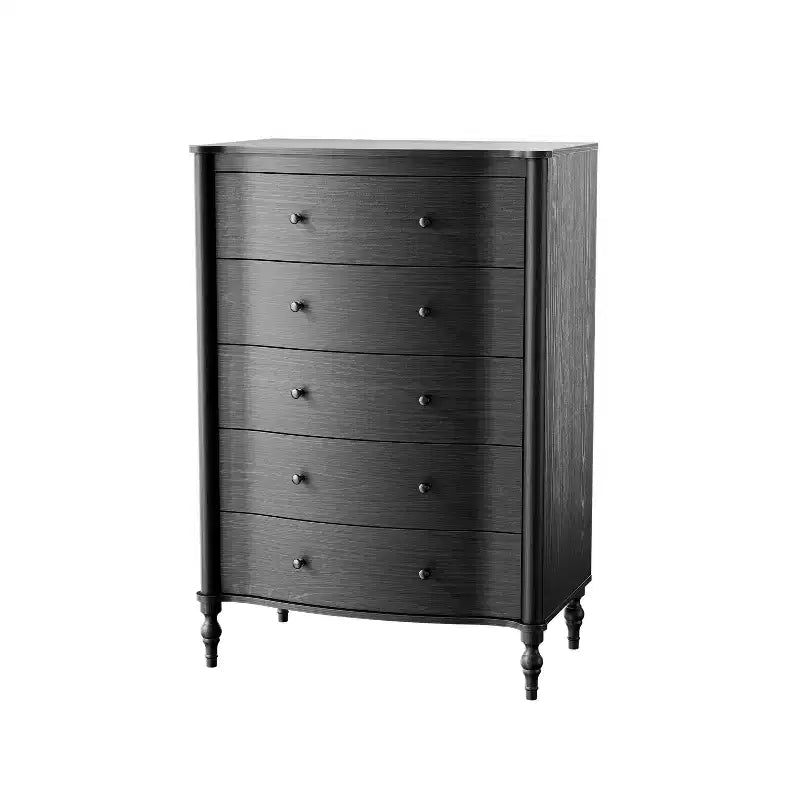 Homsee 47.2 Tall Wood Dresser with 5 Drawers Modern Curved Front Chest of Drawers for Bedroom with Vintage Turned Legs