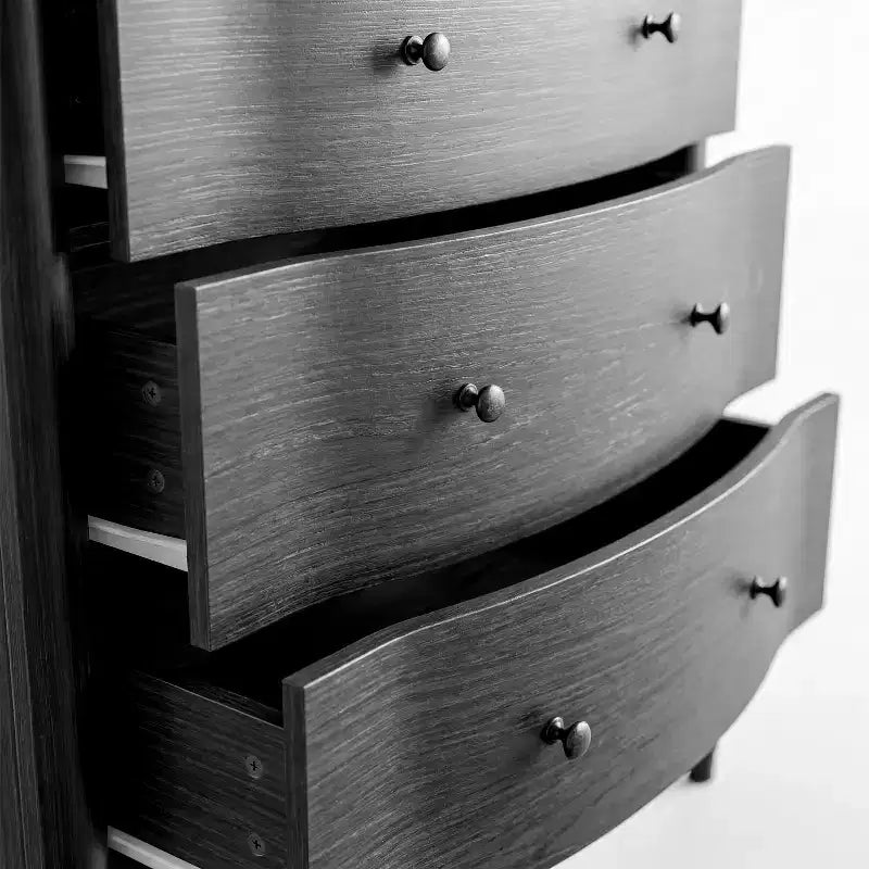 Homsee 47.2 Tall Wood Dresser with 5 Drawers Modern Curved Front Chest of Drawers for Bedroom with Vintage Turned Legs