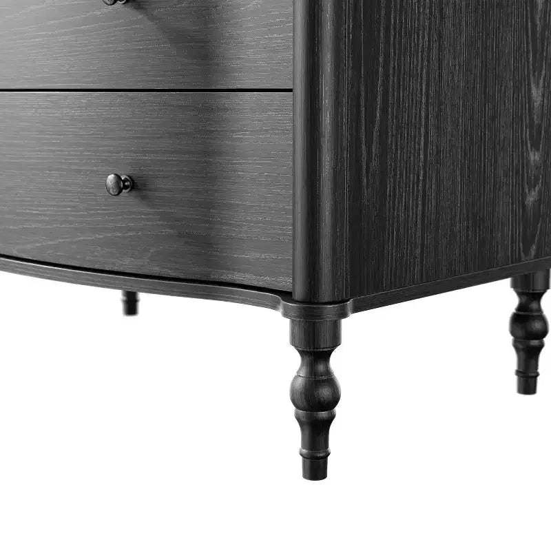 Homsee 47.2 Tall Wood Dresser with 5 Drawers Modern Curved Front Chest of Drawers for Bedroom with Vintage Turned Legs