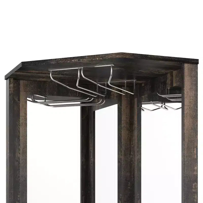 Whisen Farmhouse Corner Bar Cabinet with Wine Storage, Multifunctional Coffee Bar Buffet Sideboard