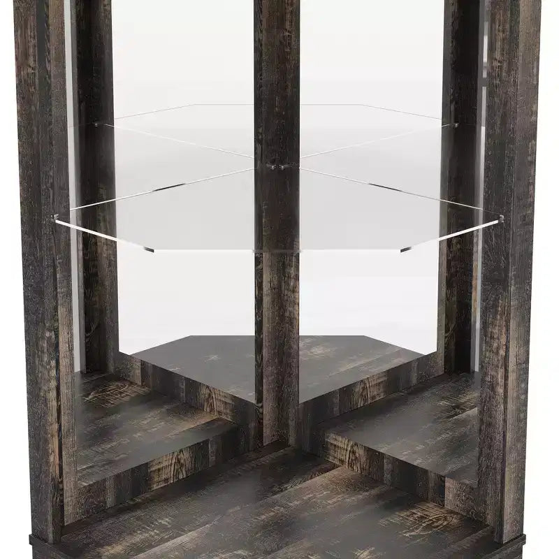Whisen Farmhouse Corner Bar Cabinet with Wine Storage, Multifunctional Coffee Bar Buffet Sideboard