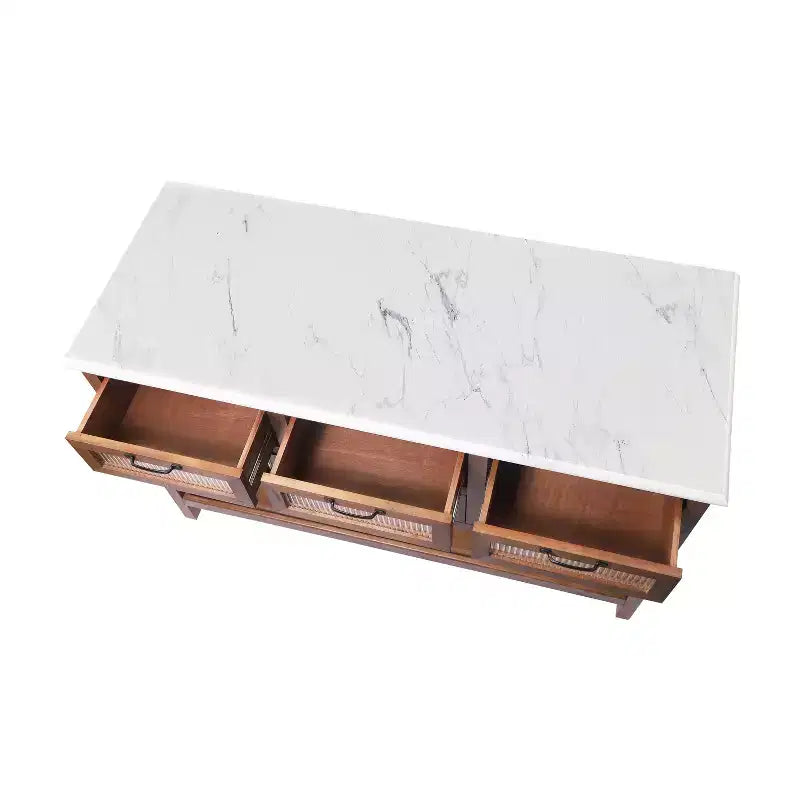 Christopher Knight Home Noble 55.7'' Rustic Kitchen Island with 6 Glass Drawers and 1 Lower Open Shelf