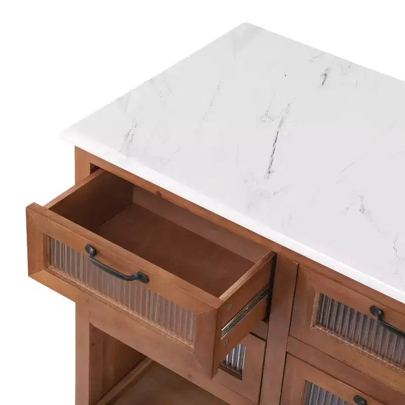 Christopher Knight Home Noble 55.7'' Rustic Kitchen Island with 6 Glass Drawers and 1 Lower Open Shelf