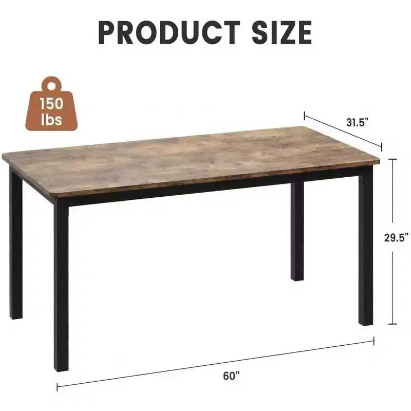 180cm Sturdy Desk for Office & Gaming,Industrial Wooden Dining Table for 4-6 with Metal Legs,Rustic Kitchen Table,Water Resistant & Scratch Resistant