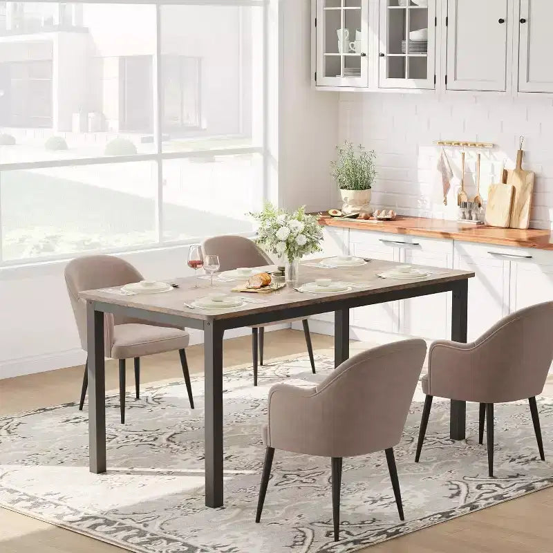180cm Sturdy Desk for Office & Gaming,Industrial Wooden Dining Table for 4-6 with Metal Legs,Rustic Kitchen Table,Water Resistant & Scratch Resistant