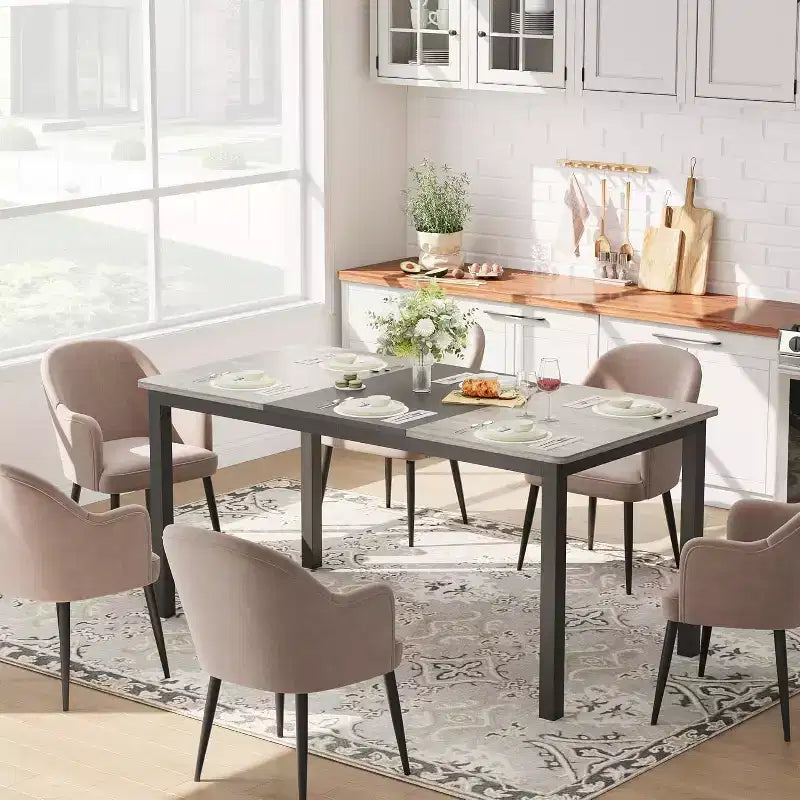 180cm Sturdy Desk for Office & Gaming,Industrial Wooden Dining Table for 4-6 with Metal Legs,Rustic Kitchen Table,Water Resistant & Scratch Resistant