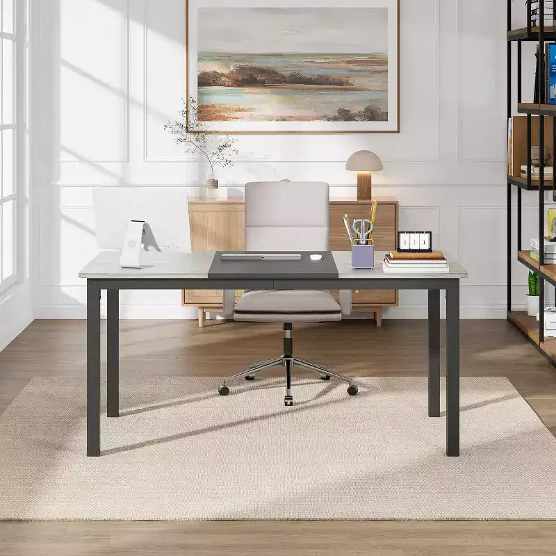 180cm Sturdy Desk for Office & Gaming,Industrial Wooden Dining Table for 4-6 with Metal Legs,Rustic Kitchen Table,Water Resistant & Scratch Resistant