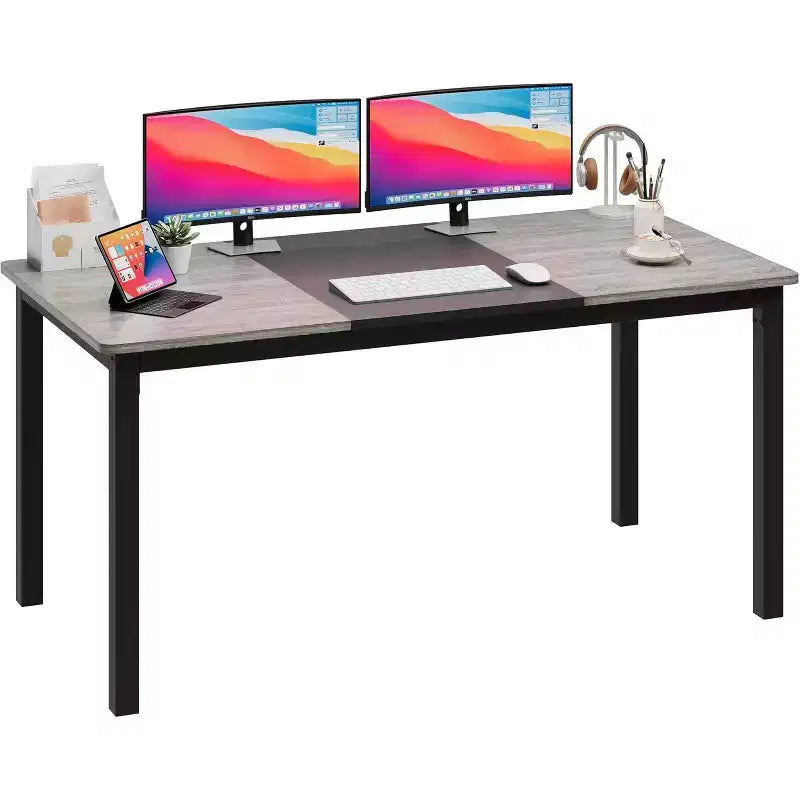 180cm Sturdy Desk for Office & Gaming,Industrial Wooden Dining Table for 4-6 with Metal Legs,Rustic Kitchen Table,Water Resistant & Scratch Resistant