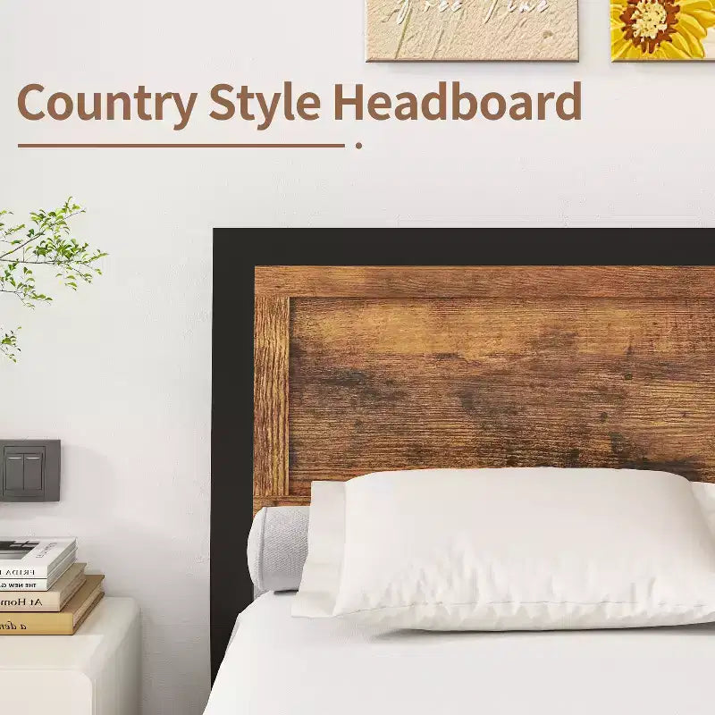Dyonery Queen Bed Frame with 4 Storage Drawers,Metal Platform Bed with Wood Headboard & Footboard, No Box Spring Needed,Noise Free, Easy Assembly