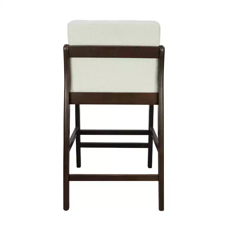 Set of 2 Mid-Century Modern Counter Stools, Rubberwood Bar Stools with Upholstered Backrest, Kitchen Island Chairs - ModernLuxe