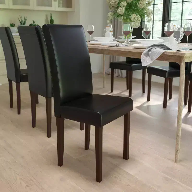 Emma and Oliver Two Mid-Century Parson's Chairs and Finished Hardwood Frame for Kitchen, Dining Room & More