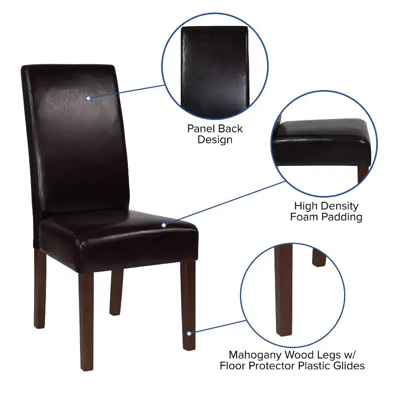 Emma and Oliver Two Mid-Century Parson's Chairs and Finished Hardwood Frame for Kitchen, Dining Room & More