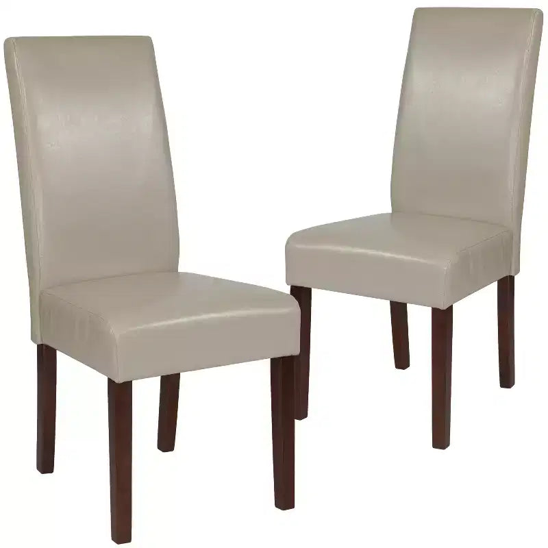 Emma and Oliver Two Mid-Century Parson's Chairs and Finished Hardwood Frame for Kitchen, Dining Room & More