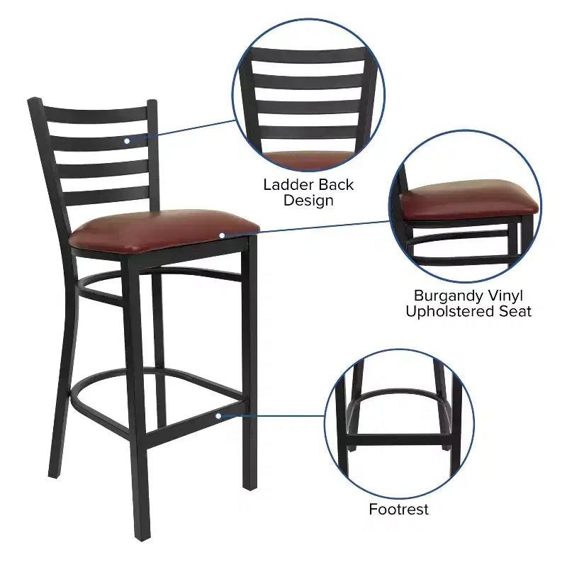Emma and Oliver 2 Pack Ladder Back Metal Restaurant Barstool