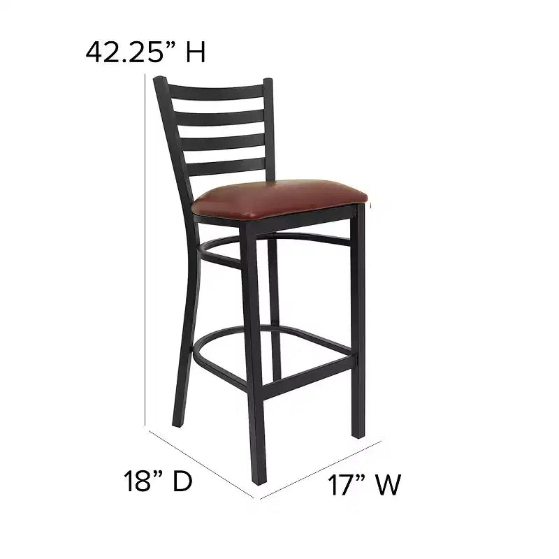 Emma and Oliver 2 Pack Ladder Back Metal Restaurant Barstool