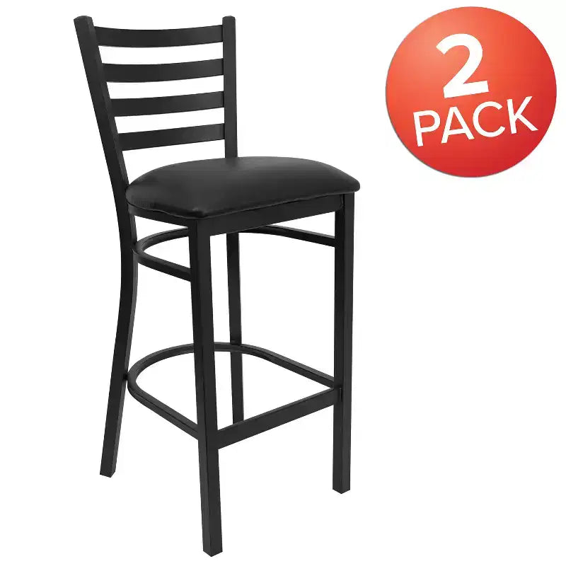 Emma and Oliver 2 Pack Ladder Back Metal Restaurant Barstool