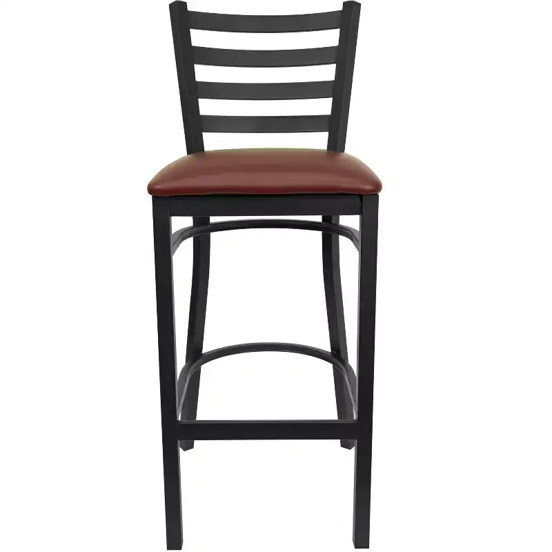 Emma and Oliver 2 Pack Ladder Back Metal Restaurant Barstool