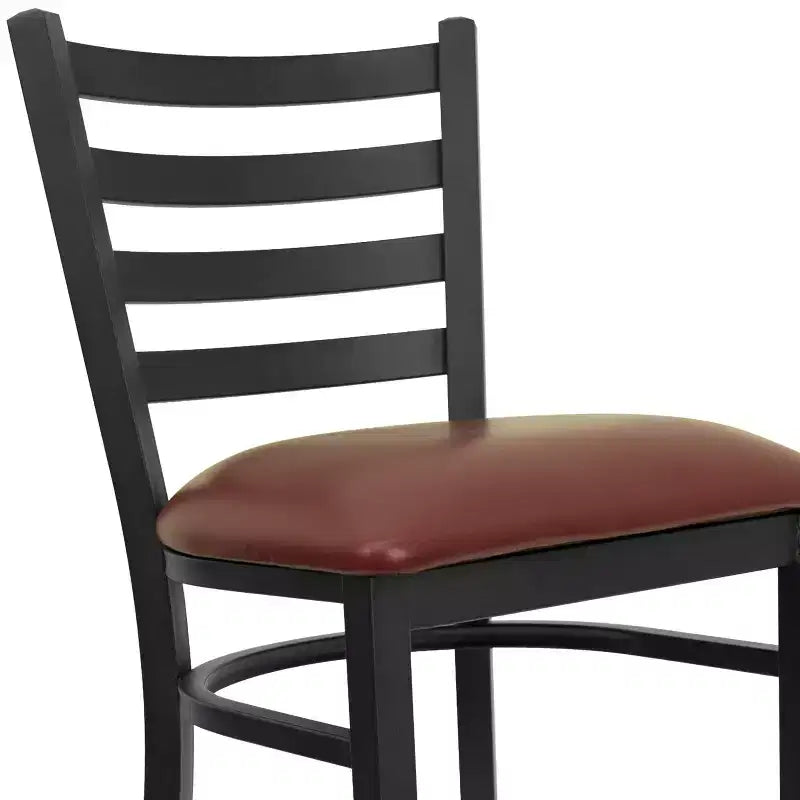 Emma and Oliver 2 Pack Ladder Back Metal Restaurant Barstool