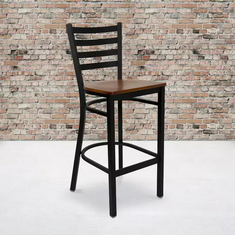 Emma and Oliver 2 Pack Ladder Back Metal Restaurant Barstool