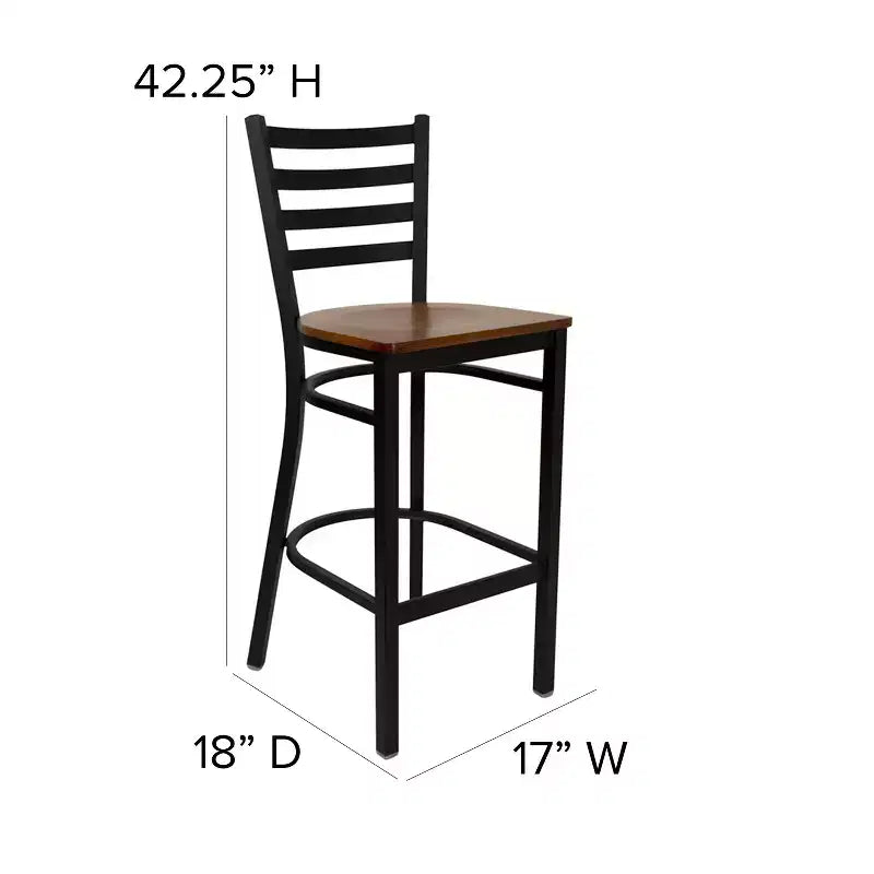 Emma and Oliver 2 Pack Ladder Back Metal Restaurant Barstool