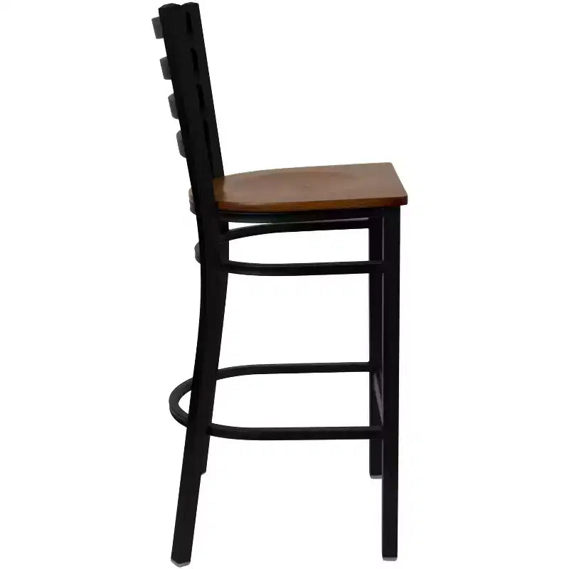 Emma and Oliver 2 Pack Ladder Back Metal Restaurant Barstool