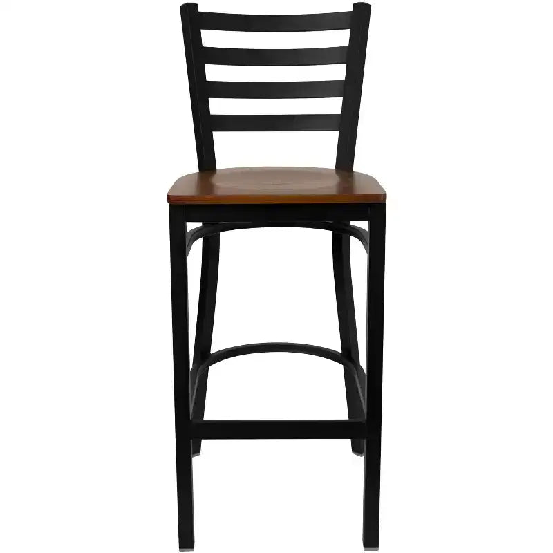 Emma and Oliver 2 Pack Ladder Back Metal Restaurant Barstool