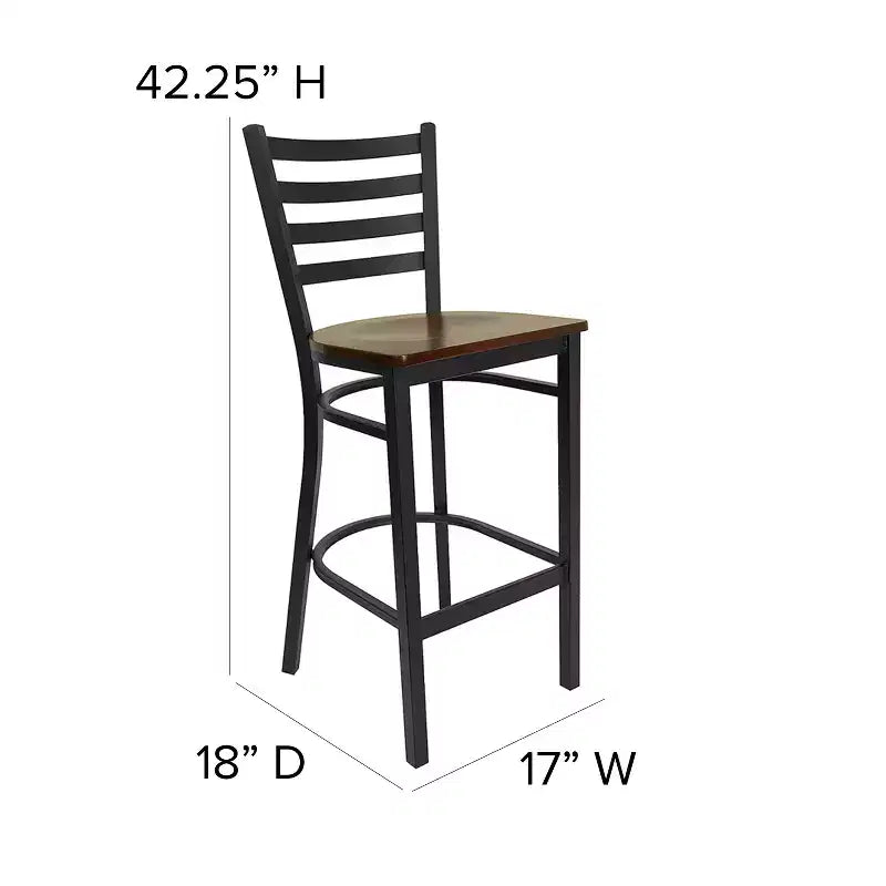 Emma and Oliver 2 Pack Ladder Back Metal Restaurant Barstool