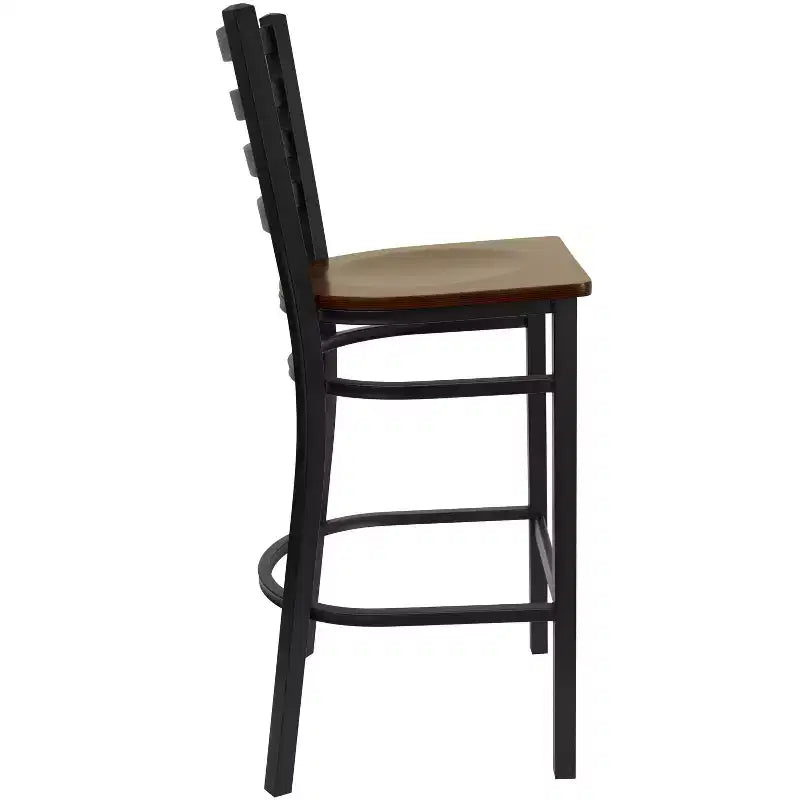 Emma and Oliver 2 Pack Ladder Back Metal Restaurant Barstool