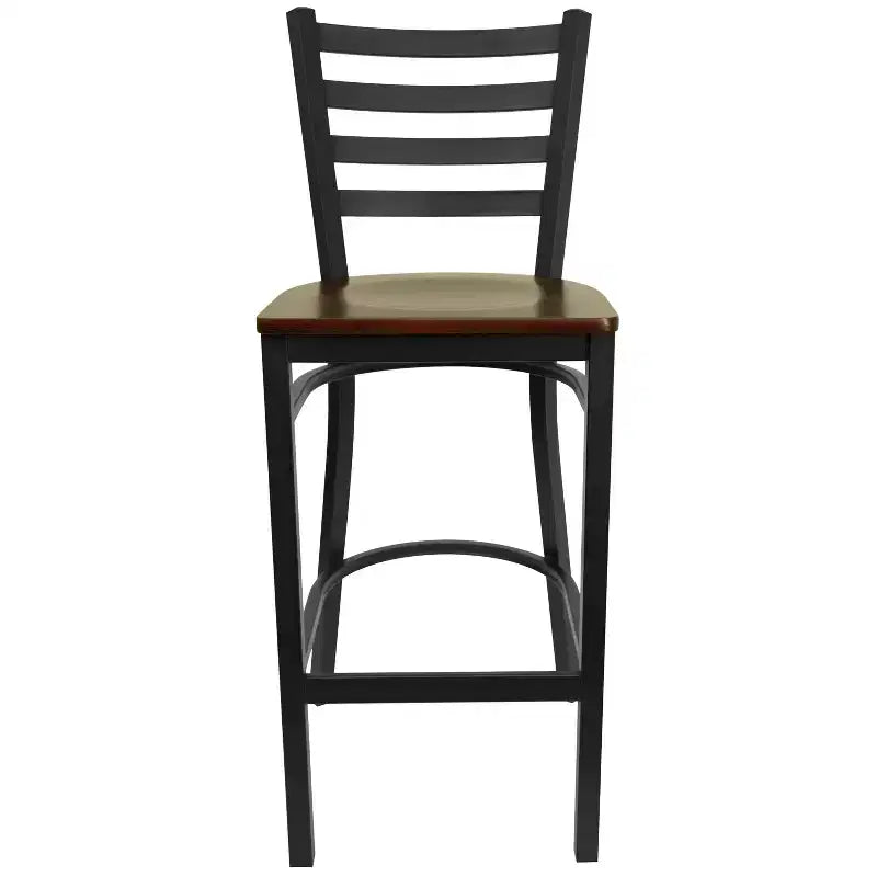 Emma and Oliver 2 Pack Ladder Back Metal Restaurant Barstool
