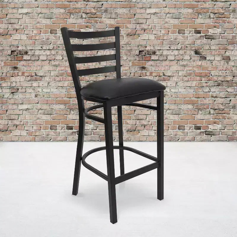 Emma and Oliver 2 Pack Ladder Back Metal Restaurant Barstool