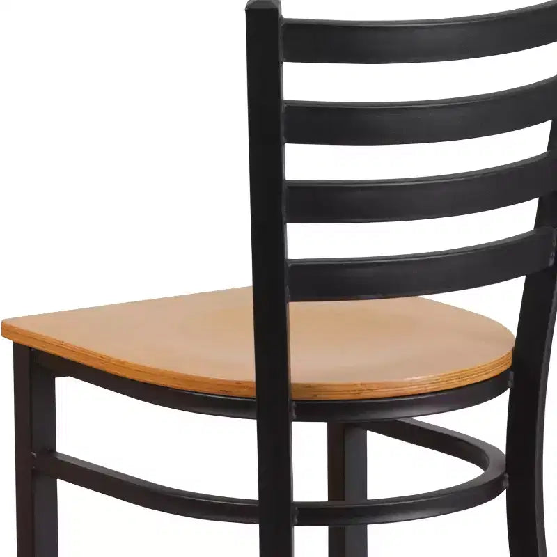 Emma and Oliver 2 Pack Ladder Back Metal Restaurant Barstool