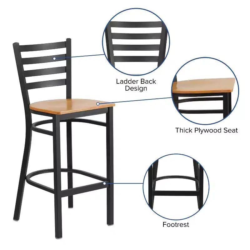 Emma and Oliver 2 Pack Ladder Back Metal Restaurant Barstool
