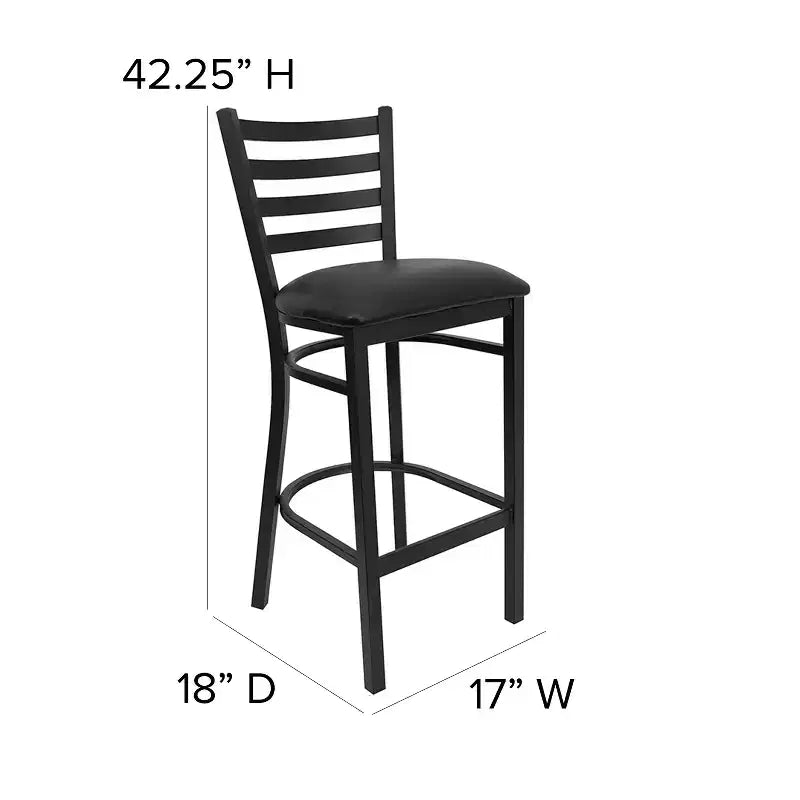 Emma and Oliver 2 Pack Ladder Back Metal Restaurant Barstool